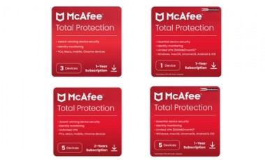vente privée McAfee Total Protection 2025 : 3 appareils / 1 an