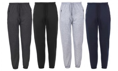 vente privée Lot de 2 pantalons de jogging uni avec poches zippées pour hommes, coloris au choix