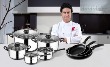 vente privée Set de 3 poêles et batterie de cuisine 8 pièces San Ignacio gamme Toledo