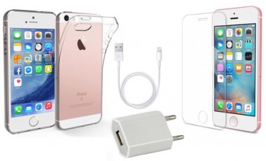 vente privée Pack complet : Chargeur / Câble USB / Coque transparente / Verre Trempé pour iPhone 5 / 6 / 7 / 8 et X