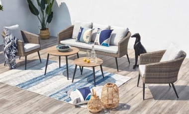 vente privée Salon de jardin Vaiiti de Côté Lounge 5 places en résine tressée