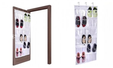 vente privée 1 ou 2 range-chaussures à suspendre, avec 24 poches transparentes