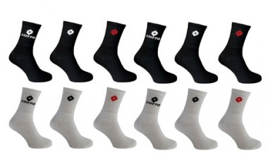 vente privée Lot de 6, 9, 12 ou 15 chaussettes de tennis de la marque Lotto, plusieurs coloris et tailles disponibles