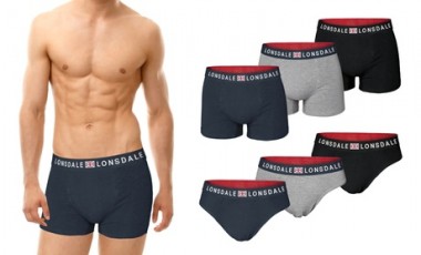 vente privée Pack de 6 sous-vêtements Lonsdale : Boxer / Taille S