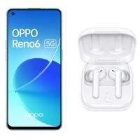 Promo rueducommerce Oppo - Reno6 - 5G - 8/128 Go - Bleu Arctique + Enco W51 - Ecouteur Bluetooth - Blanc