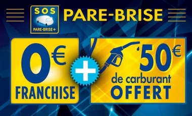 vente privée Remplacement du pare-brise + 50 € de carburant avec SOS PARE-BRISE +