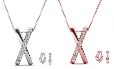 vente privée Parure pendentif et boucles d oreilles Duo X : 1 / Or rose