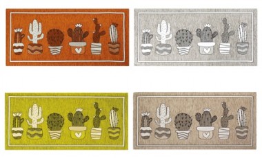 vente privée Tapis de cuisine anti-dérapant : 57 x 140 cm / Cactus Gris Perle