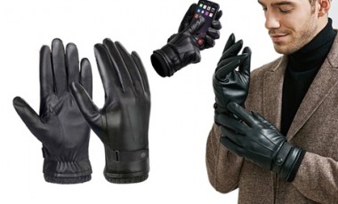 vente privée Paire de gants en cuir synthétique pour hommes fonction tactile : 2 paires