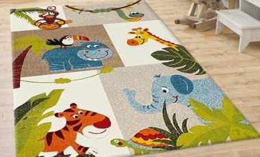 vente privée Tapis décoratif à motif pour enfant : Modèle Puzzle / 100 x 150 cm