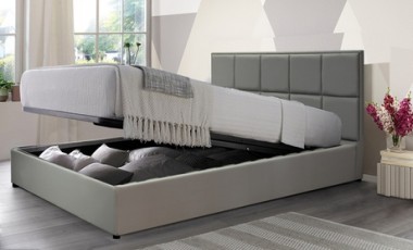 vente privée Lit coffre Florence simili cuir Sampur : 90 x 190 cm / Noir / Lit + matelas