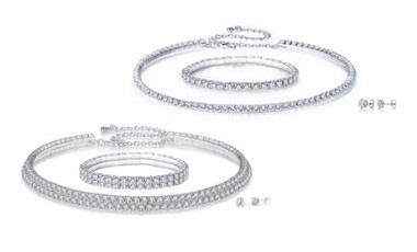 vente privée Ensemble de bijoux en cristal Swarovski® : 2 / Rangée double + rangée simple