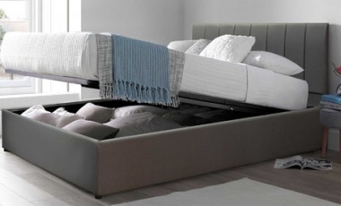 vente privée Lit coffre Sampur Barcelone similicuir matelas Cosmos en option : 180 x 200 cm / Noir / Lit seul