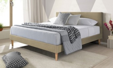 vente privée Lit Marquis en tissu de Sampur : 140 x 190 cm / Lit + Matelas