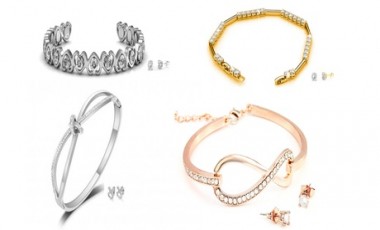 vente privée Parures de bijoux incrustées de cristaux Swarovski® de Eira Wen : Parure Love heart / Or