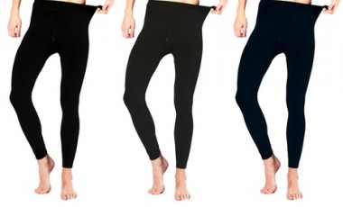 vente privée Lot de 3 leggings thermiques pour hommes : Noir + bleu + gris