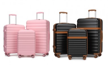 vente privée Valise en polycarbonate et ABS : x3 / Crème et marron / 36-60-92 litres