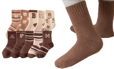 vente privée Chaussettes mi-mollet pour enfants : Couleur unie et ours / M / 10
