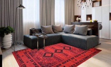 vente privée Tapis à l effet usé vintage :Tetris Froid / 80 x 150cm