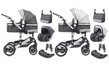 vente privée Poussette Deluxe 3-en-1 de VESKA® : Argent - Anthracite - Gris