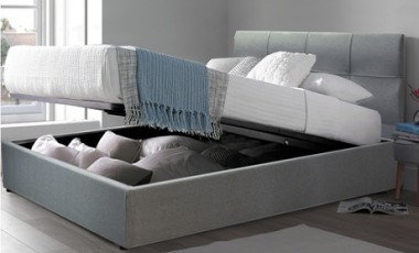 vente privée Lit coffre Venise tissu matelas Empereur en option : Gris clair / 160 x 200 cm / Sans matelas