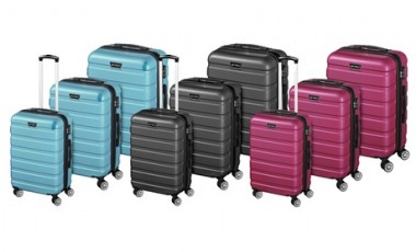 vente privée Set de valises à coque dure Veska modèle Nizza avec cadenas TSA et pèse-bagages numérique : Noir