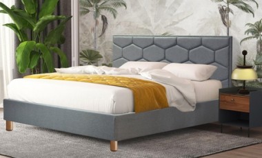 vente privée Lit Brodway en tissu Sampur : Gris foncé / 200 x 200 cm / Sans matelas