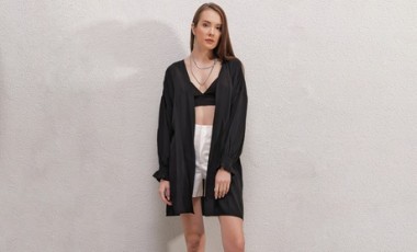vente privée Gilet kimono noir : 40