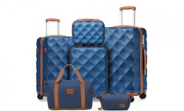 vente privée Lot de valises avec sac de voyage bleu et marron : 24 pouces
