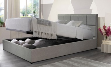 vente privée Lit coffre Florence tissu matelas Cosmos en option : Gris foncé / 180 x 200 cm / Sans matelas