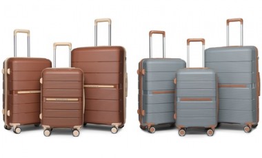 vente privée Valise à coque rigide en polypropylène : 24 pouces / Marron et abricot / x 1