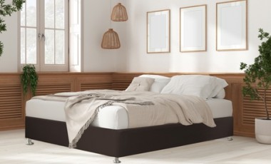 vente privée Cadre de lit Sampur ergonomique en similicuir : 90 x 190 cm / Chocolat
