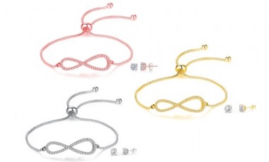 vente privée Parure de bijoux fabriquée avec des cristaux Swarovski® : 2 / Or rose + Argent