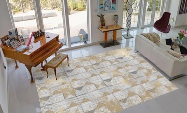 vente privée Tapis antidérapant à motif doré : Modèle Metro beige gold / 80 x 150 cm
