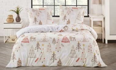 vente privée Parure de lit Noël housse de couette et taies d oreiller : Renne bleu / 220 x 240 cm