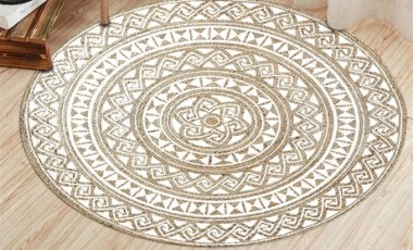 vente privée Tapis d intérieur rond Rosa imitation jute : Blanc-beige / 90 x 90 cm