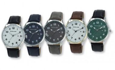 vente privée Montre pour homme Excellanc bracelet rembourré en similicuir : Noir et blanc (2900241-001)