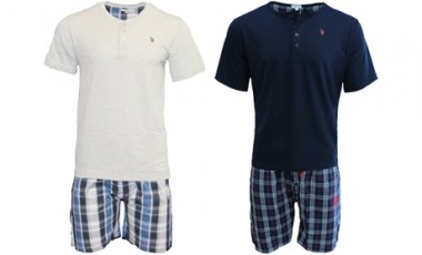 vente privée Pyjama à manches courtes de US Polo Assn : Gris + bleu / S