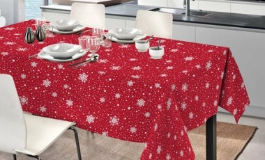 vente privée Nappe à motif de Noël en coton : 6 places / Gnomes / Bleu