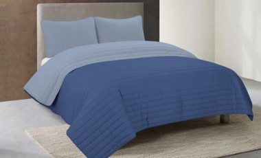 vente privée Couverture matelassée double bicolore : Rose et crème