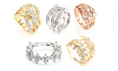 vente privée Bagues en cristaux Swarovski ® ornés d un placage en or 18k : Crossover / Or rose / 17 mm