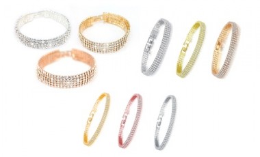 vente privée Bracelet avec cristaux Swarovski® : 5 rangées / Argent / 1