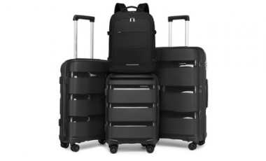 vente privée Ensemble de valise et sac à dos noir : 24 pouces