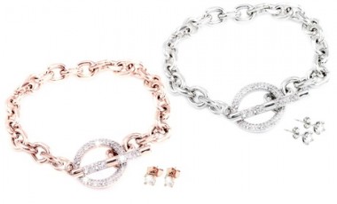 vente privée Ensemble bracelet et boucles d oreilles Jorla avec des cristaux Swarovski® : 1 / Rose