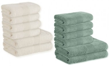 vente privée Set de serviettes : 10 / 4 - 70 x 130 cm et 6 - 50 x 100 cm / Crème
