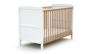 vente privée Lit pour bébé AT4 : Lit sans matelas / 60 x 120 cm / Blanc et hêtre verni