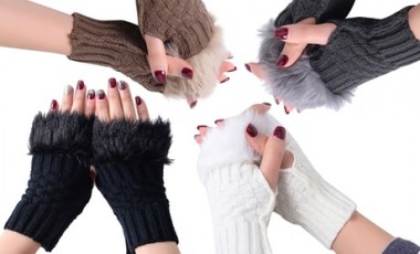 vente privée Gants mitaines en fourrure : 1 / Café