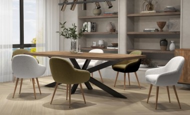 vente privée Lot de 2 chaises de table Bjorn : Tissu classique / Vert foret et pieds métal noir