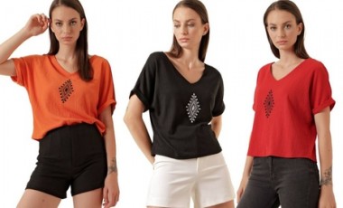 vente privée Blouse brodée à col V : Vert / Taille 38