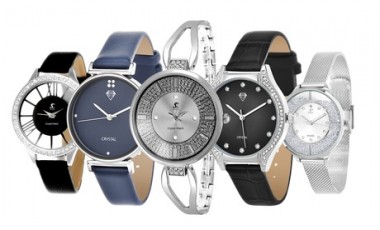 vente privée Montre de la marque SC Crystal : Montre cuir noir Lara